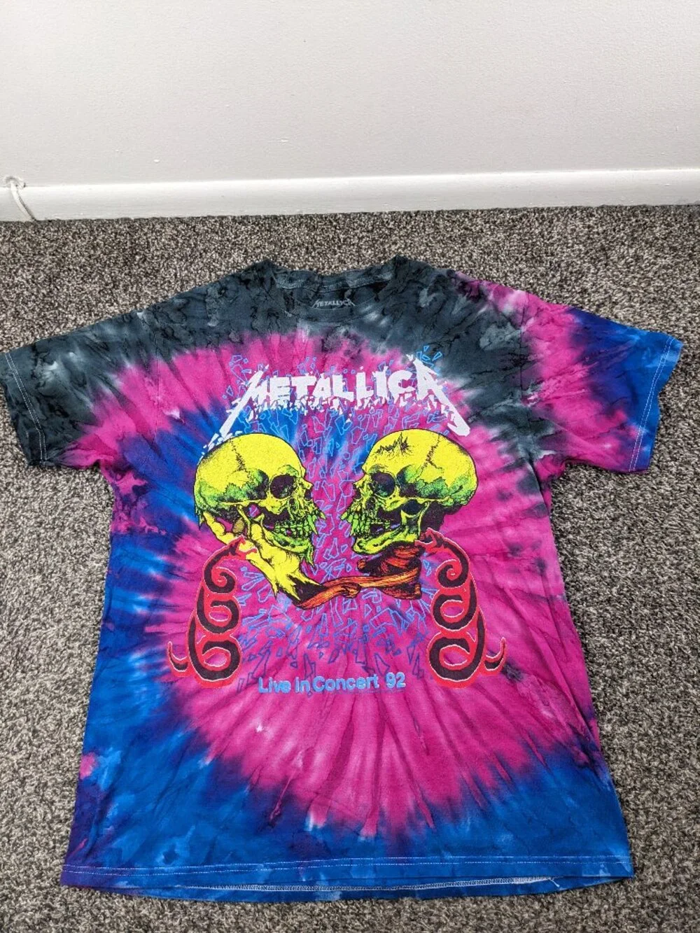 Metallica T-Shirt Live in Concert 92 Tie Dye Metal Band Tee 2017 Mens Large